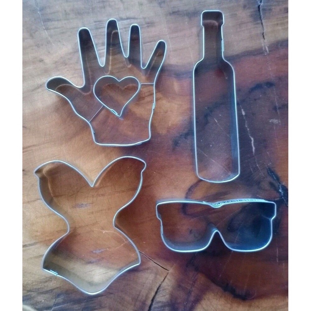 Metal Cookie Cutters Set Of 4 Baking Kitchen Resin Crafting Sunglasses Hand NEW